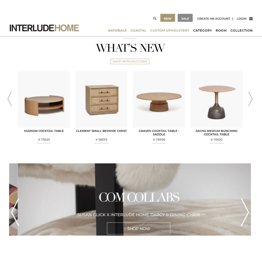 a website with a few furniture